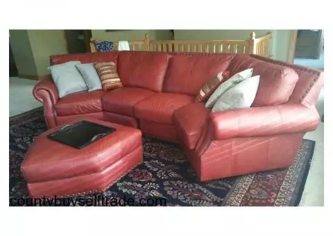 Premium Leather Couch and Ottoman